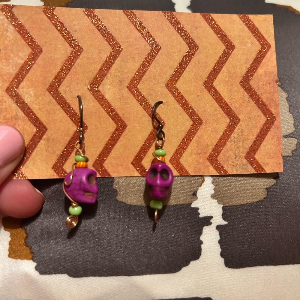 Colorful Skull Dangle Earrings